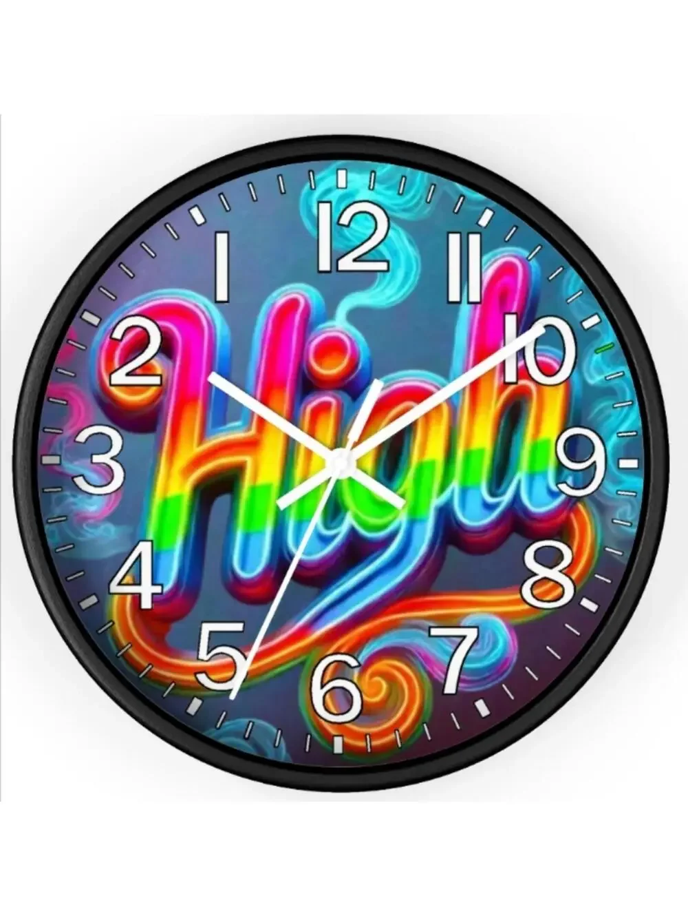 REVERSE TICKING CLOCK GOOD LEAF HIGH Black Light Glow In The Dark Wall Clock New
